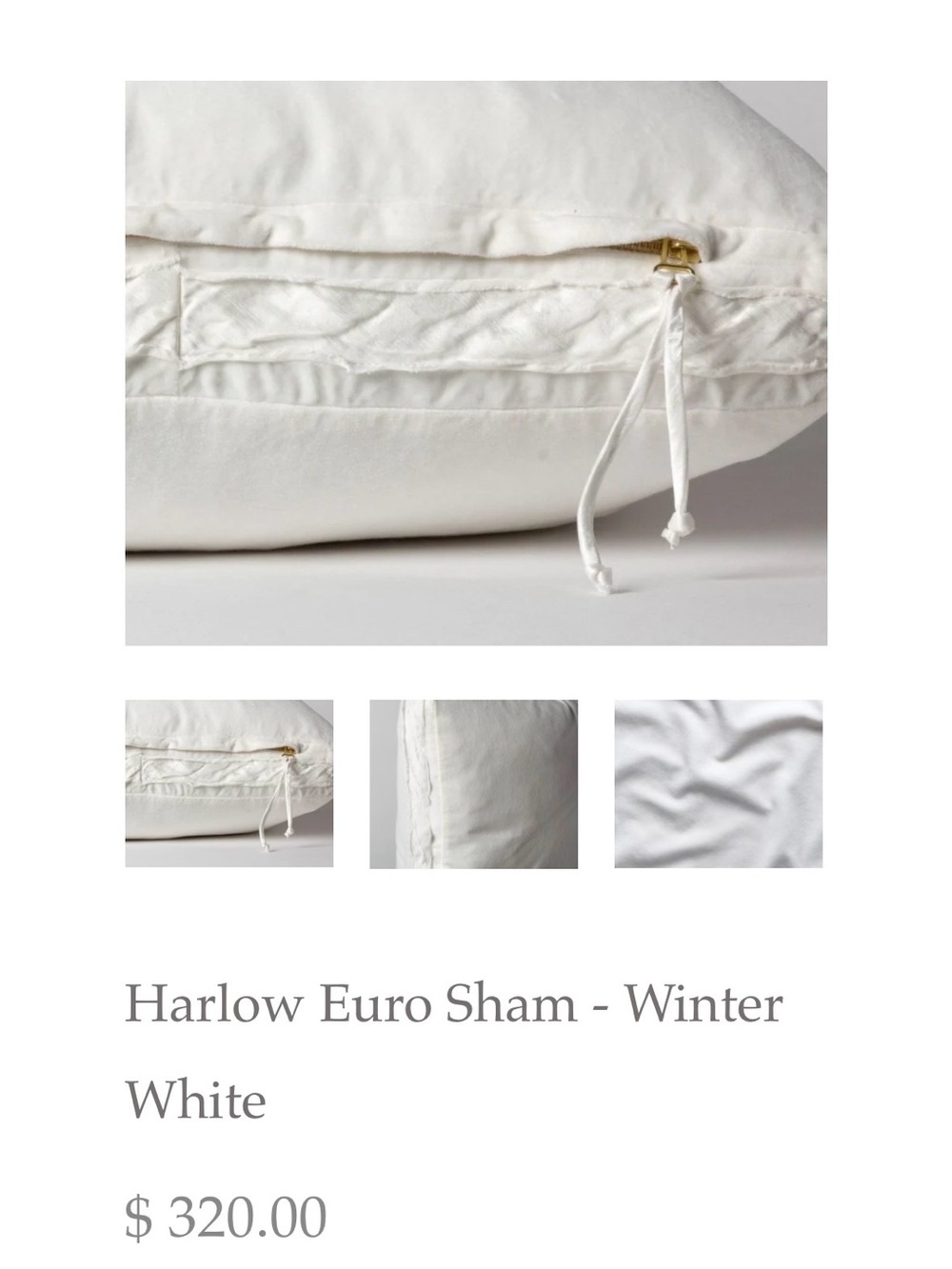 Bella Notte Harlow Euro Sham - Winter White**NWT**🪷